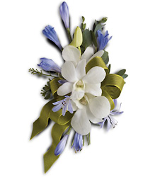 Blue and White Elegance Corsage from Parkway Florist in Pittsburgh PA